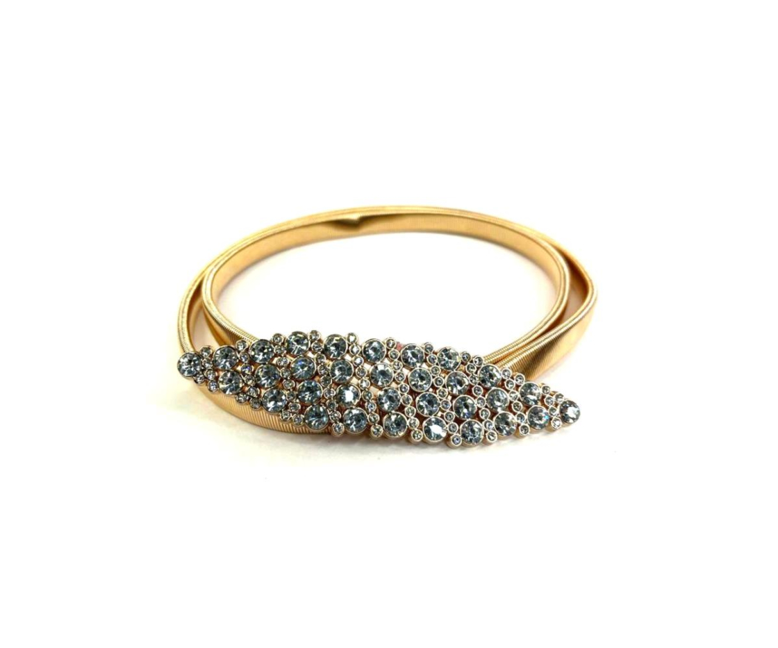 CINTURON ELASTICO METAL HOJA STRASS