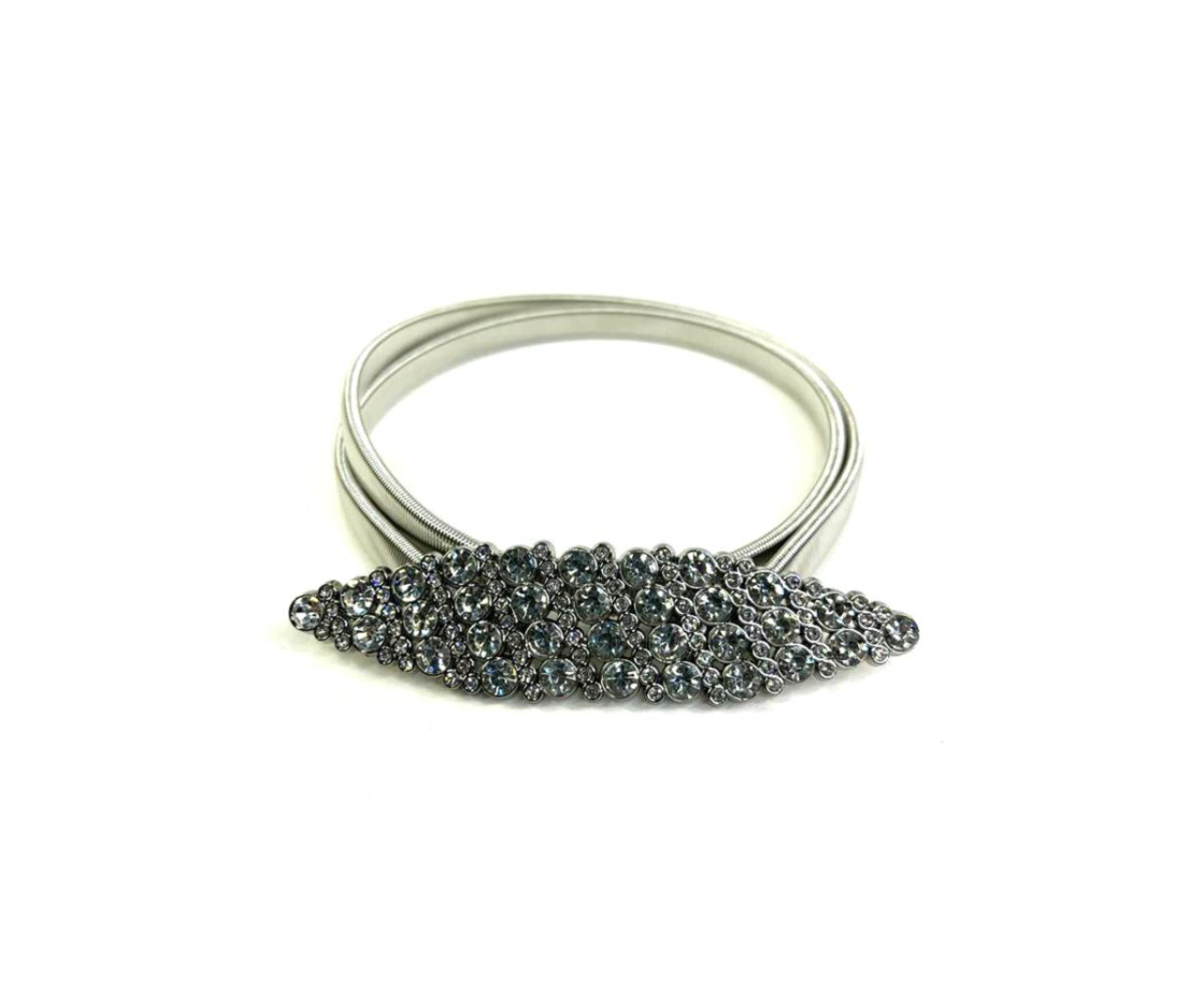 CINTURON ELASTICO METAL HOJA STRASS