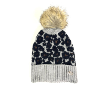 GORRO ESTAMPADO ANIMAL CON PONPON