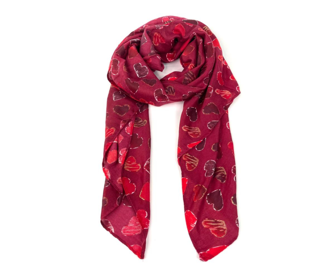 FOULARD ESTAMPADO CORAZONES GLITTER