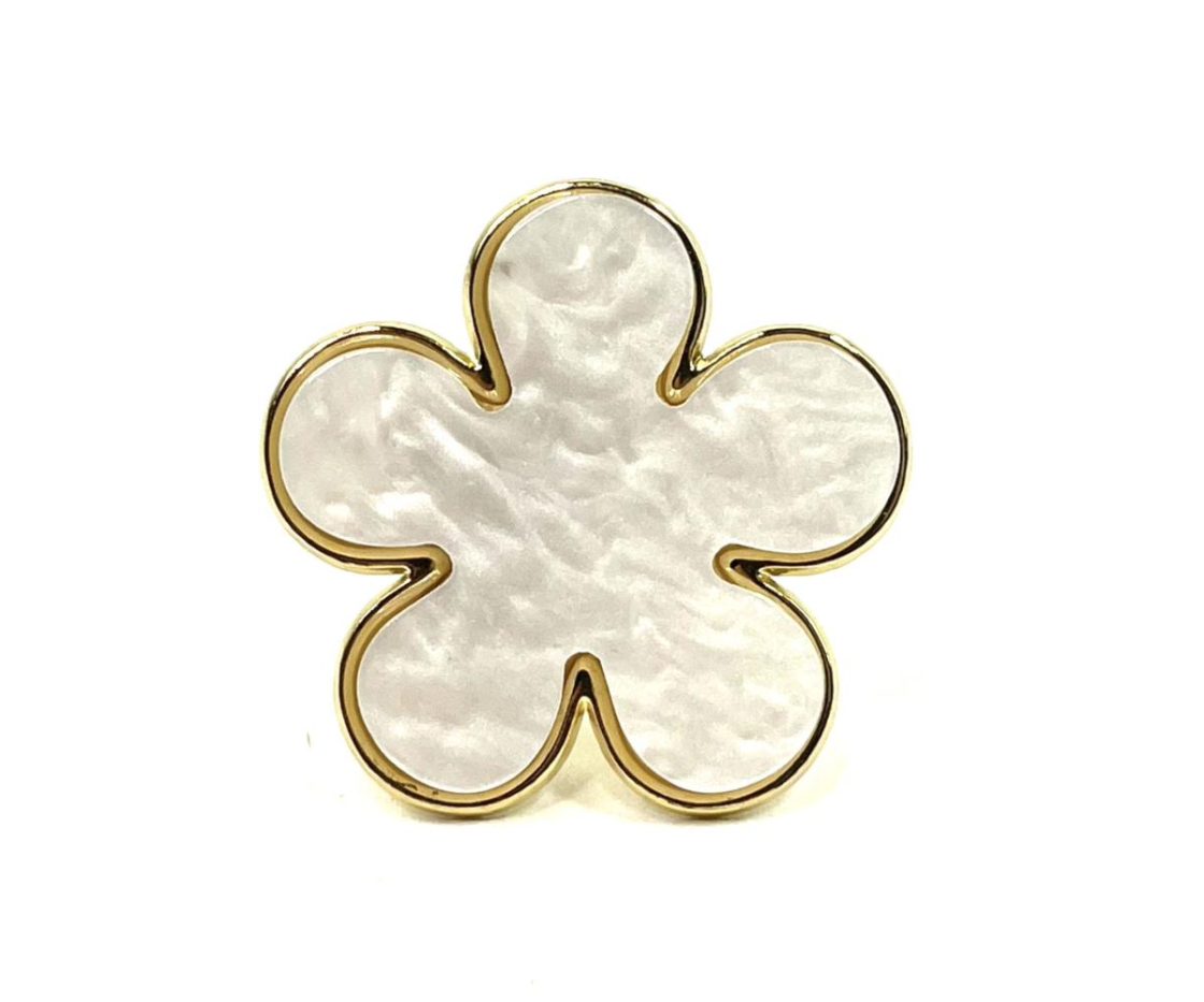 ANILLO ACERO FLOR NACARADA