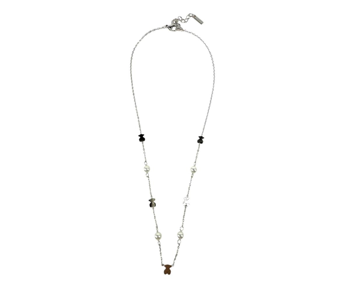 COLLAR ACERO CORTO OSO PERLA