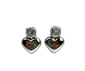 PENDIENTE ACERO CORAZON   STRASS