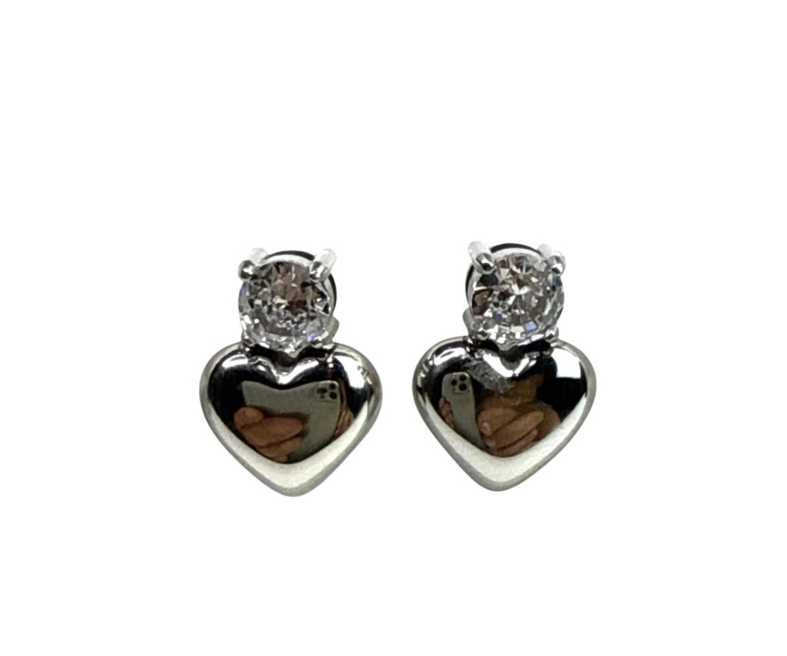 PENDIENTE ACERO CORAZON   STRASS