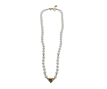 COLLAR ACERO CORTO PERLA CORAZON