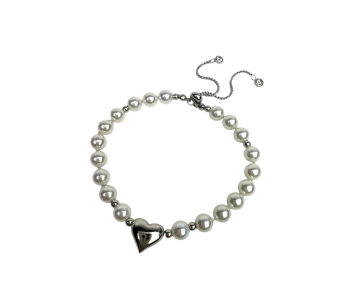 PULSERA ACERO PERLA CORAZON