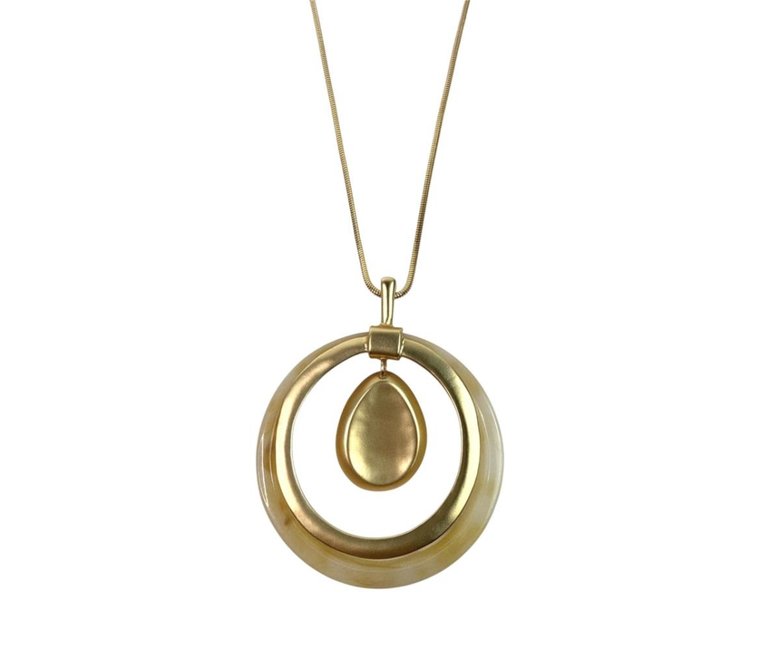 COLLAR LARGO CIRCULO NACAR