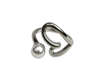 ANILLO ACERO CORAZON PERLA