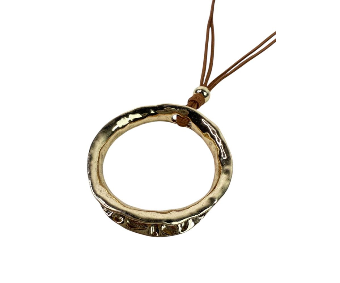 COLLAR LARGO CORDON PIEZA REDONDA