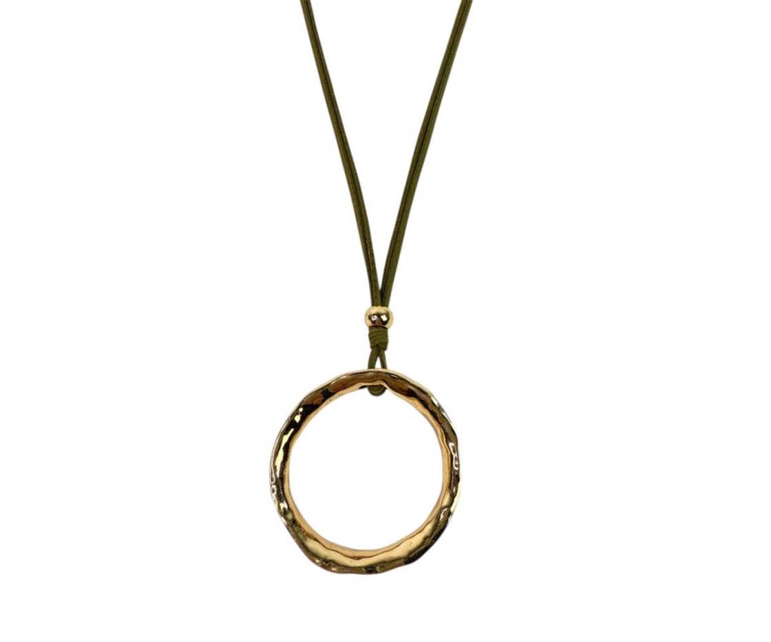 COLLAR LARGO CORDON PIEZA REDONDA