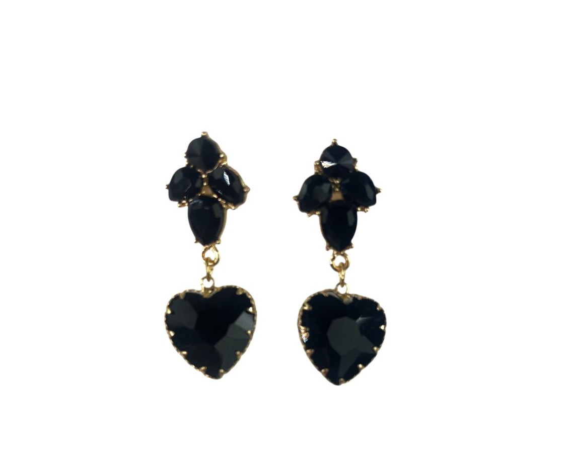 PENDIENTES LARGO CORAZON PIEDRA