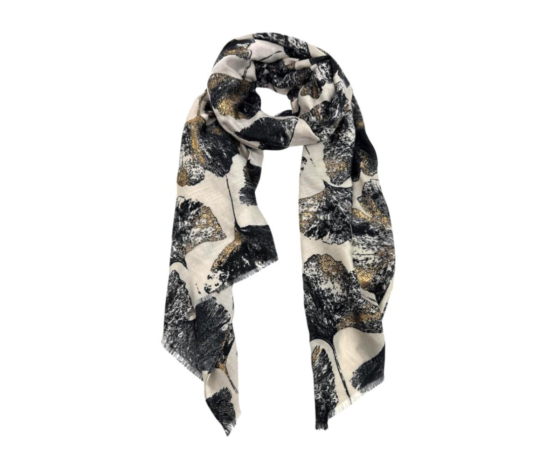 FOULARD ESTAMPADO HOJAS LUREX