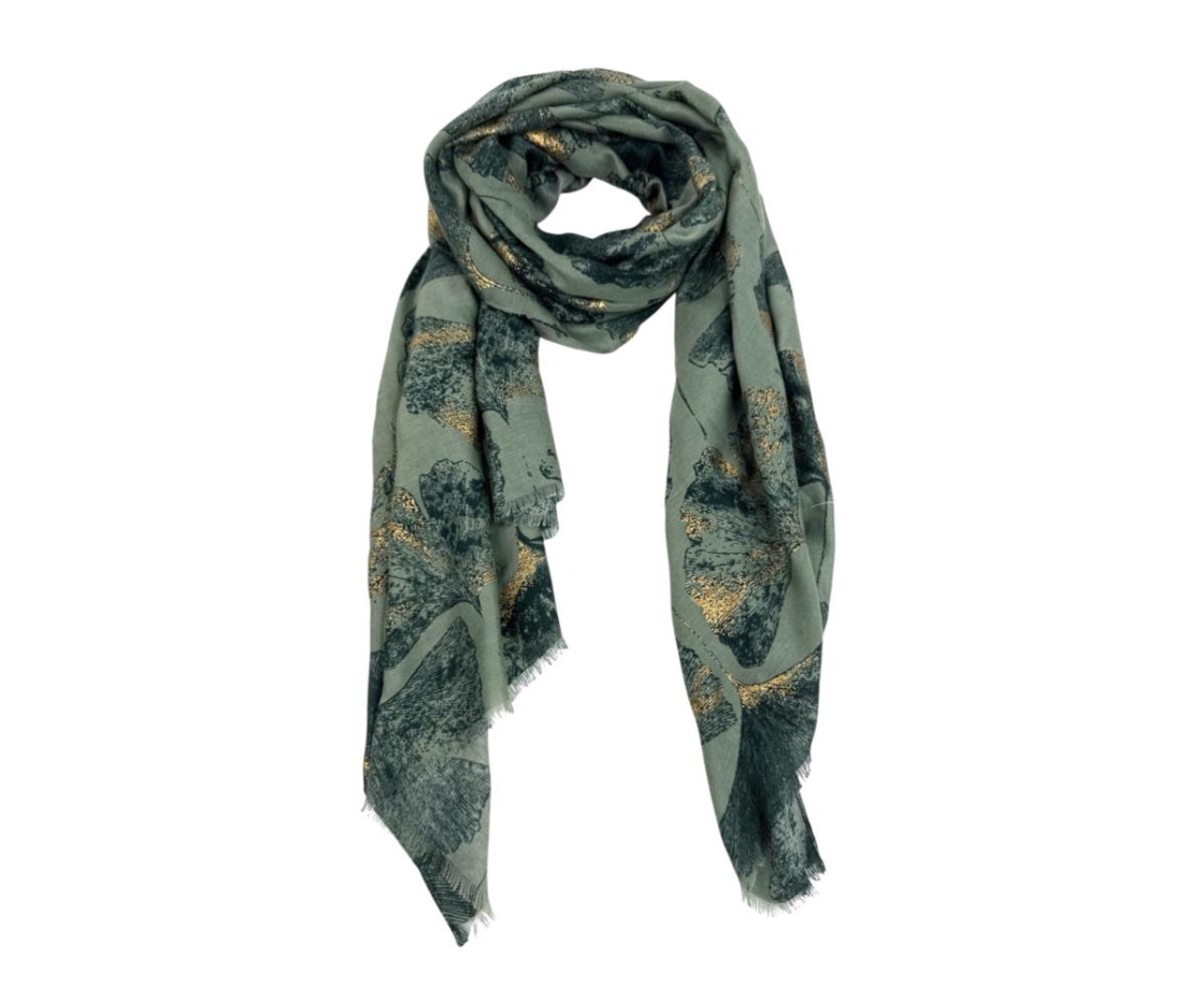 FOULARD ESTAMPADO HOJAS LUREX