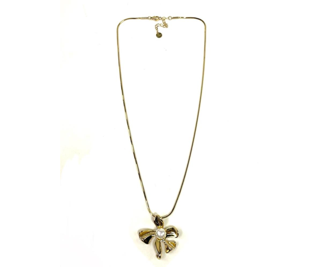COLLAR ACERO FLOR PERLA