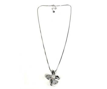 COLLAR ACERO FLOR PERLA