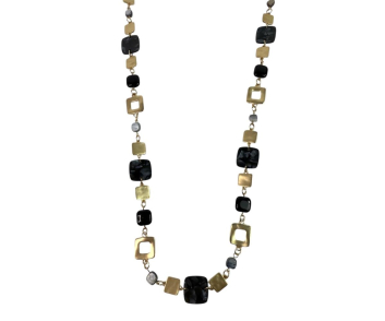 COLLAR LARGO COMB NEGRO Y METAL