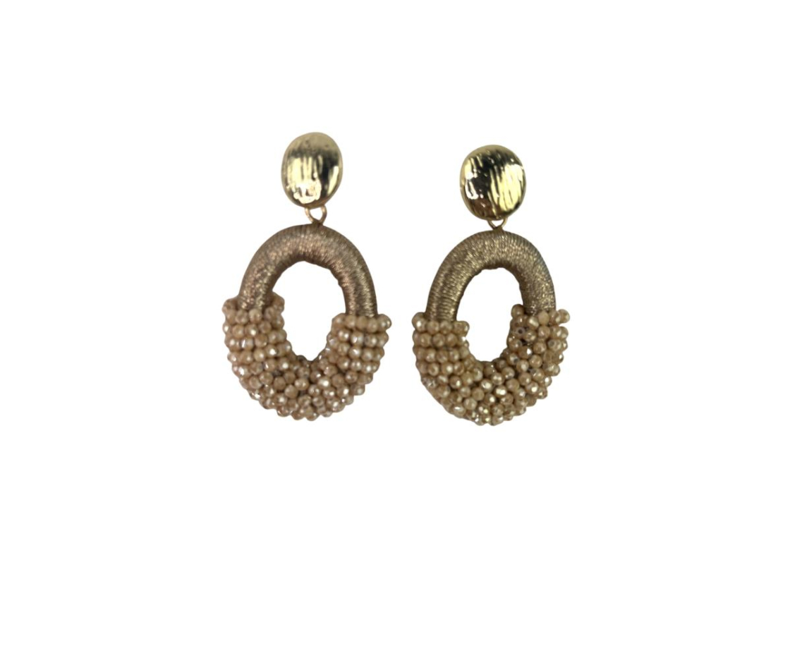 PENDIENTE ARO OVALADO PIEDRAS