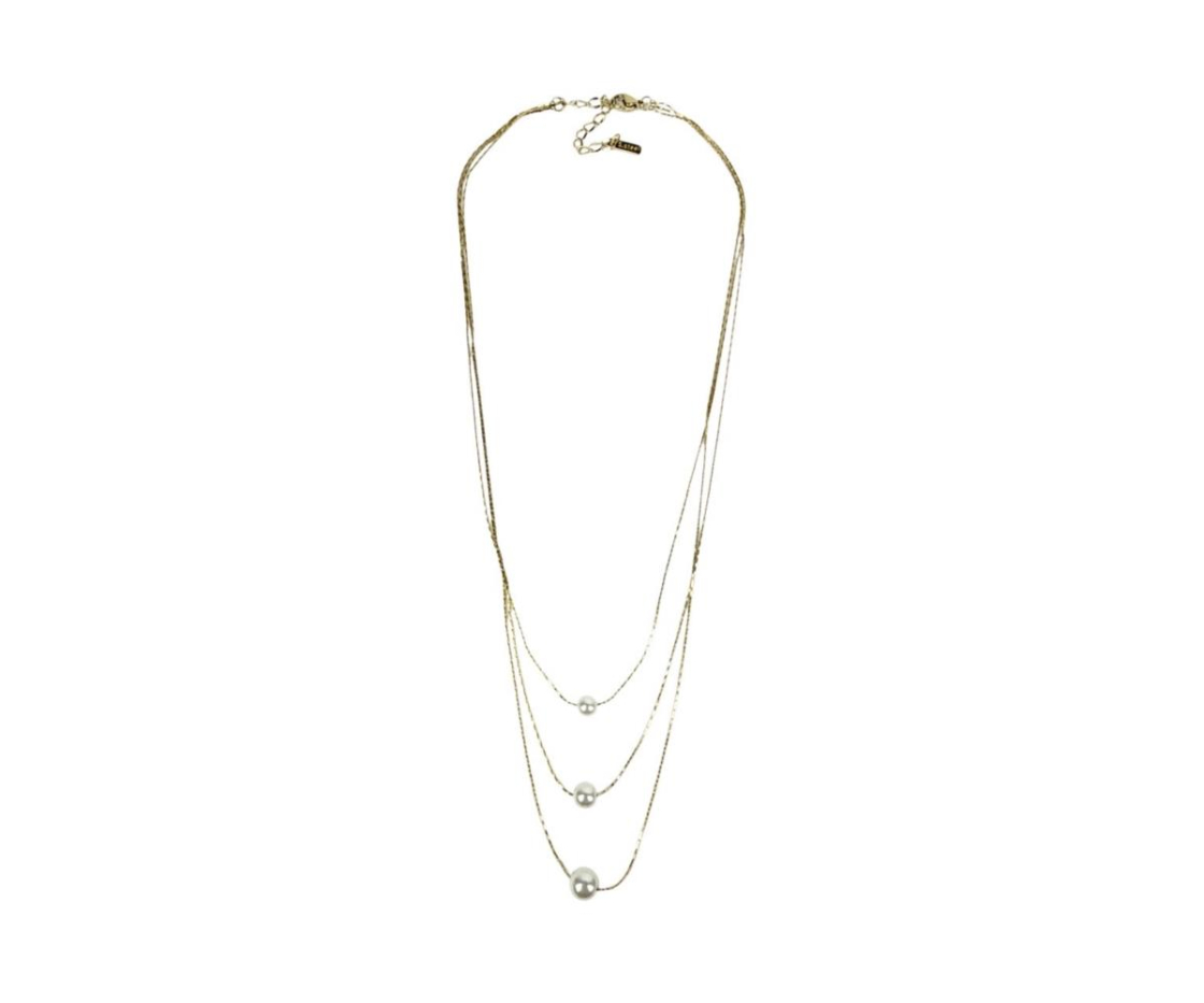 COLLAR ACERO 3 VUELTAS PERLA