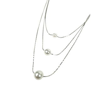 COLLAR ACERO 3 VUELTAS PERLA