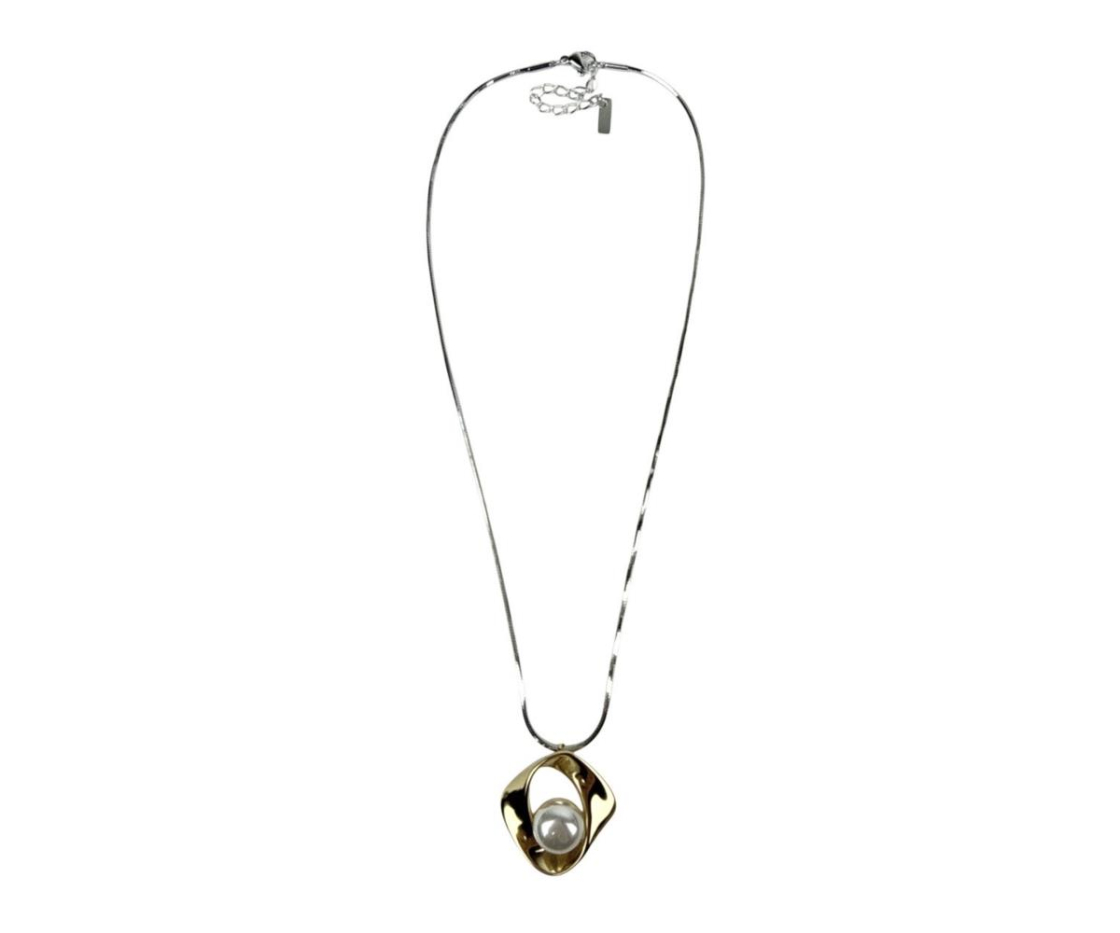 COLLAR ACERO BICOLOR PERLA