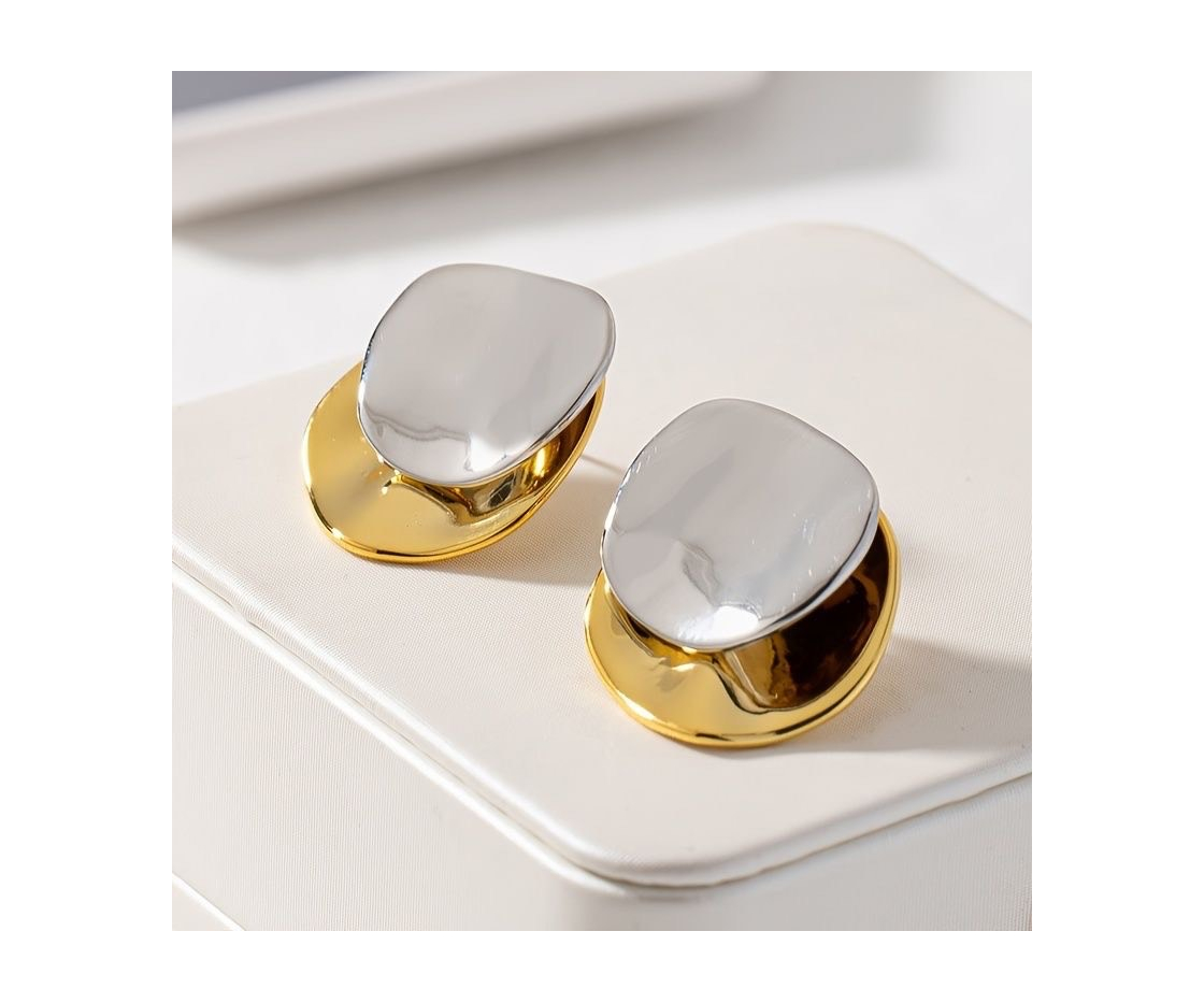 PENDIENTE ACERO REDONDO BICOLOR