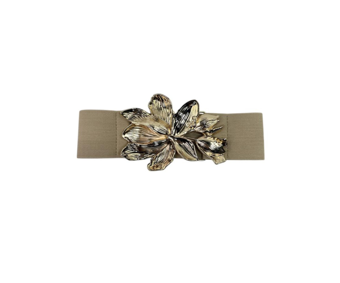 CINTURON DE GOMA FLOR METAL