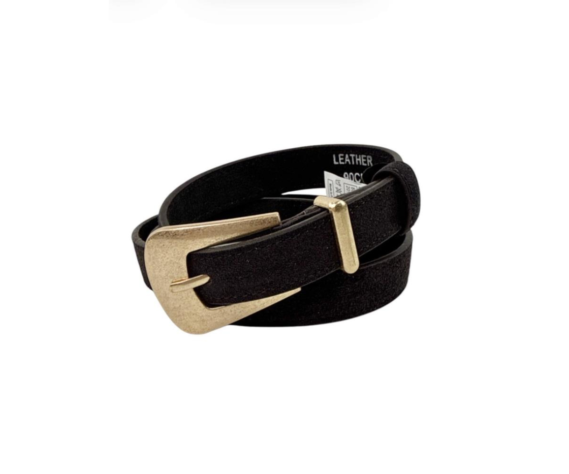 CINTURON DE PIEL HEBILLA DORADA ANTELINA