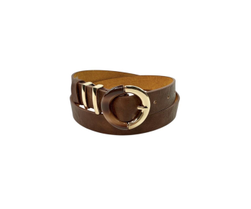 CINTURON PU LISO CON HEBILLA MITAD ANIMA