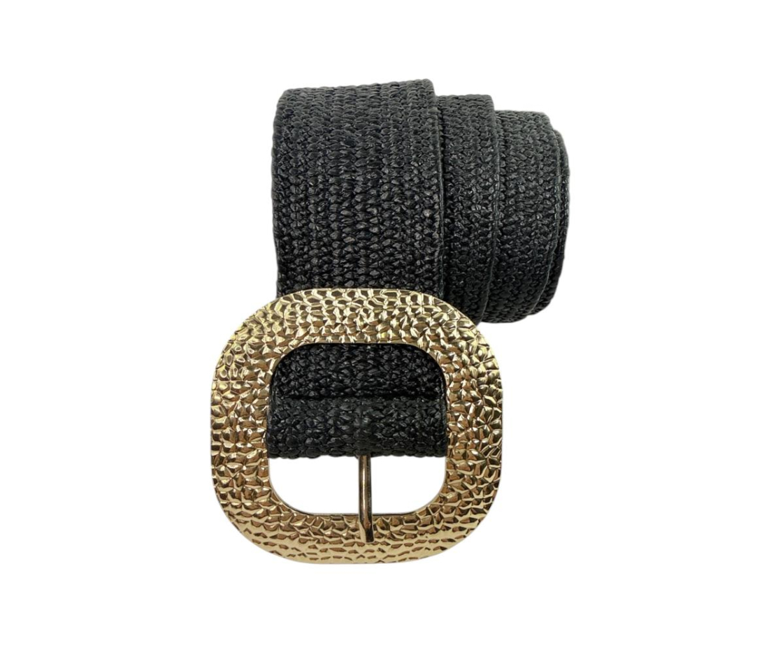 CINTURON RAFIA HEBILLA CUADRADA ORO GRAB