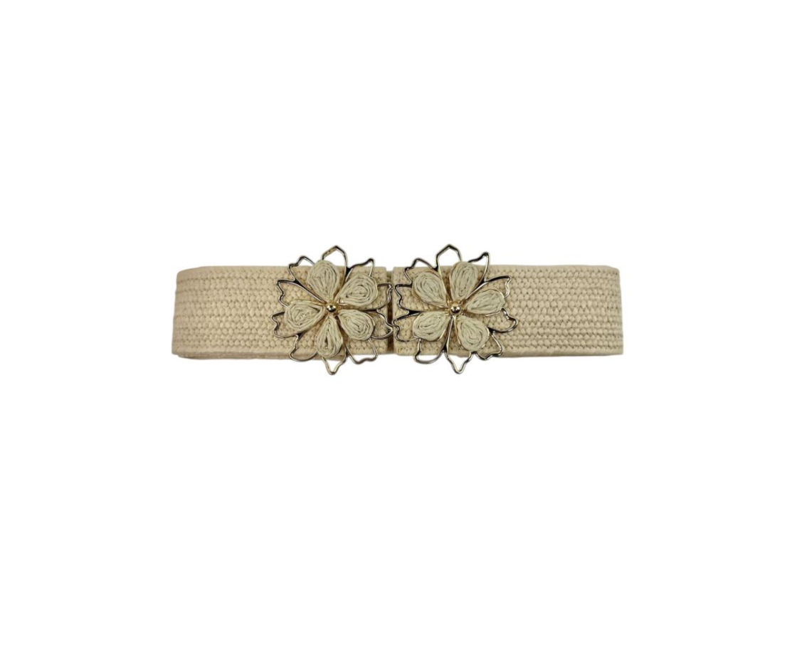 CINTURON RAFIA DOS HEBILLAS FLORES
