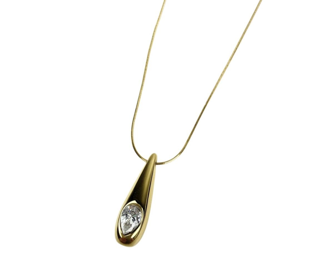 COLLAR ACERO LAGRIMA PIEDRA