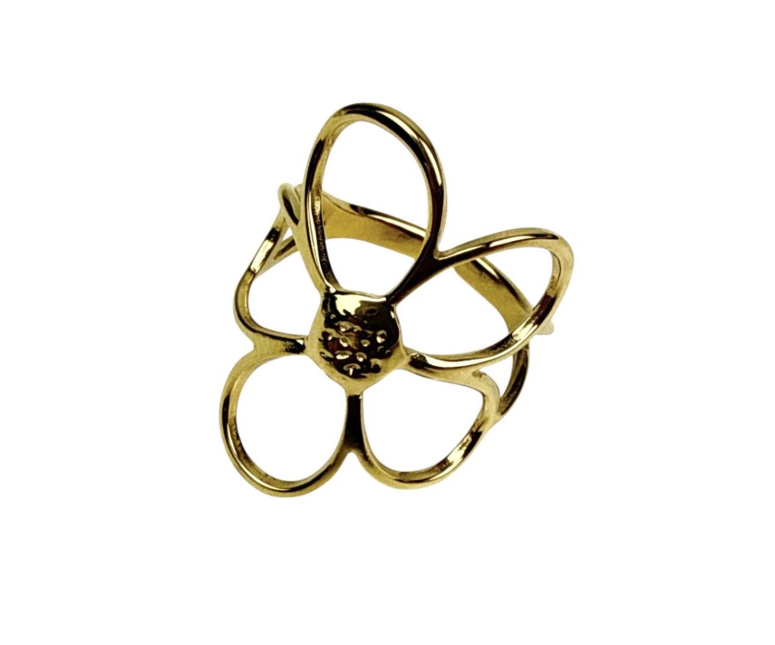 ANILLO ACERO FLOR