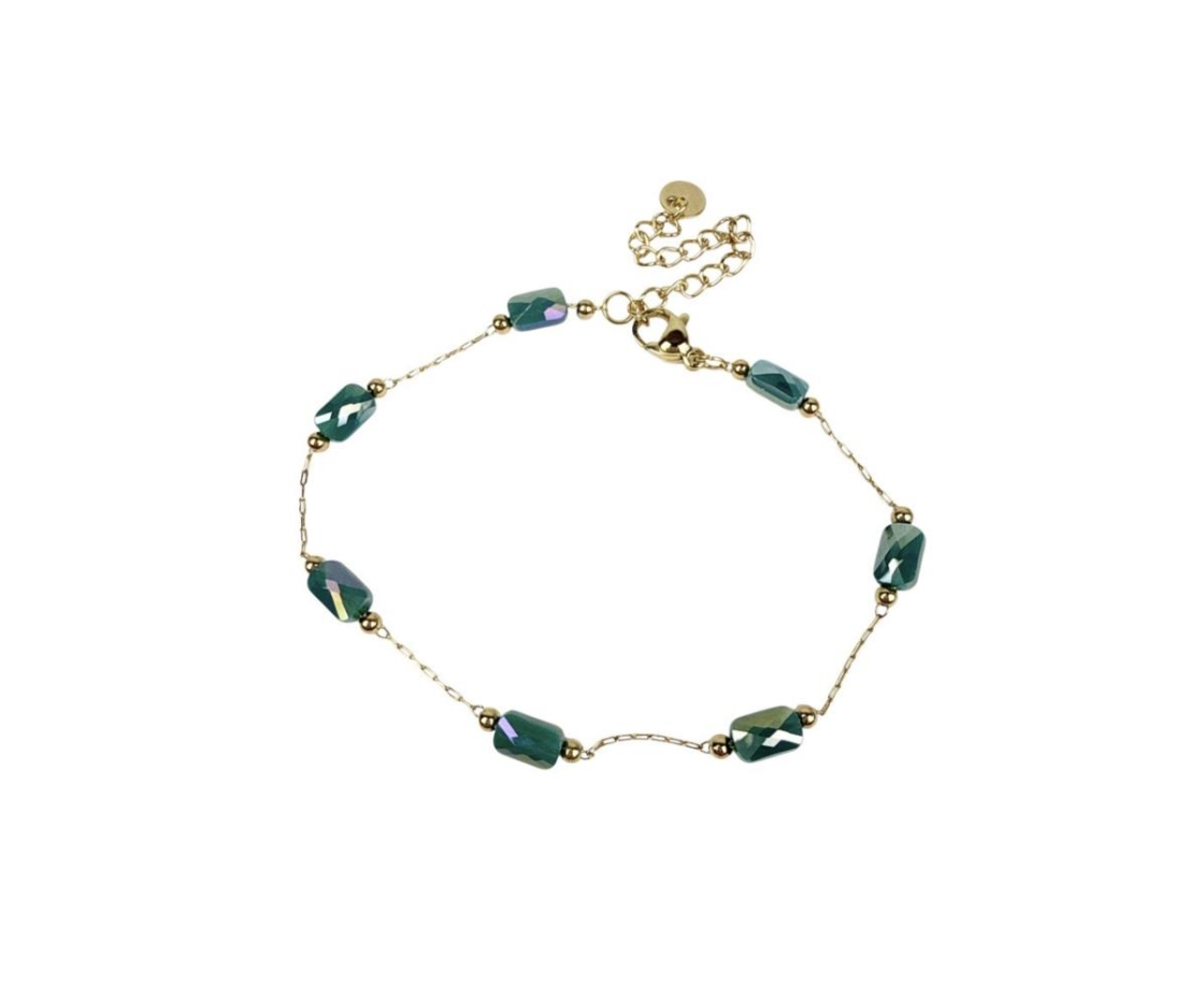 PULSERA ACERO PIEDRAS COLORES