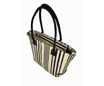 BOLSO TELA RAYAS BLANCNEG