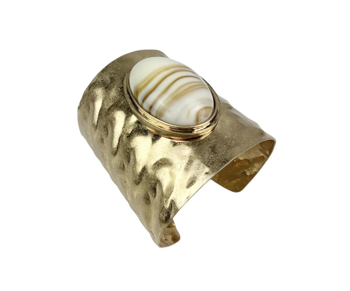 PULSERA ANCHA PIEDRA OVALADA