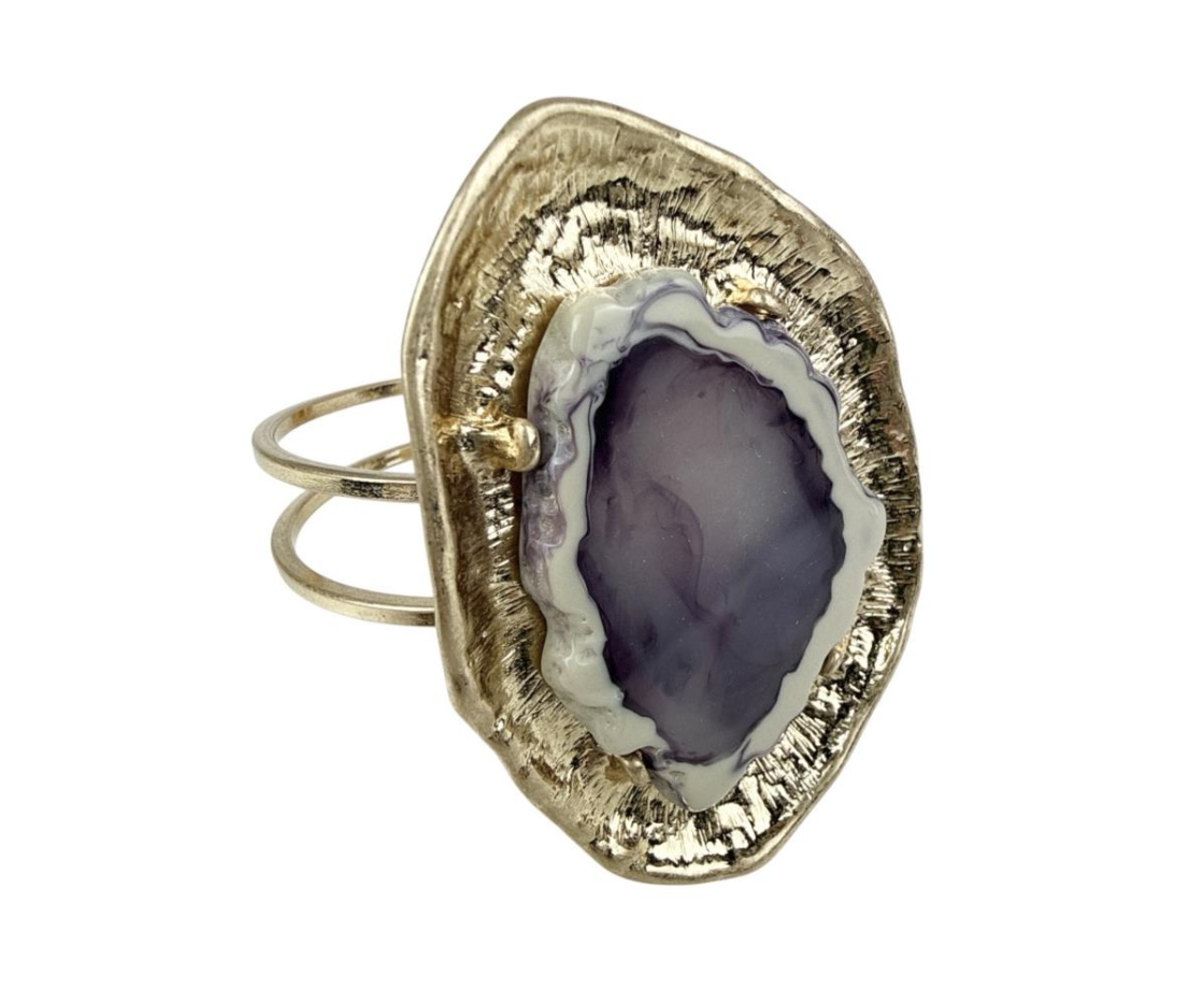 PULSERA ANCHA PIEDRA OVALADA