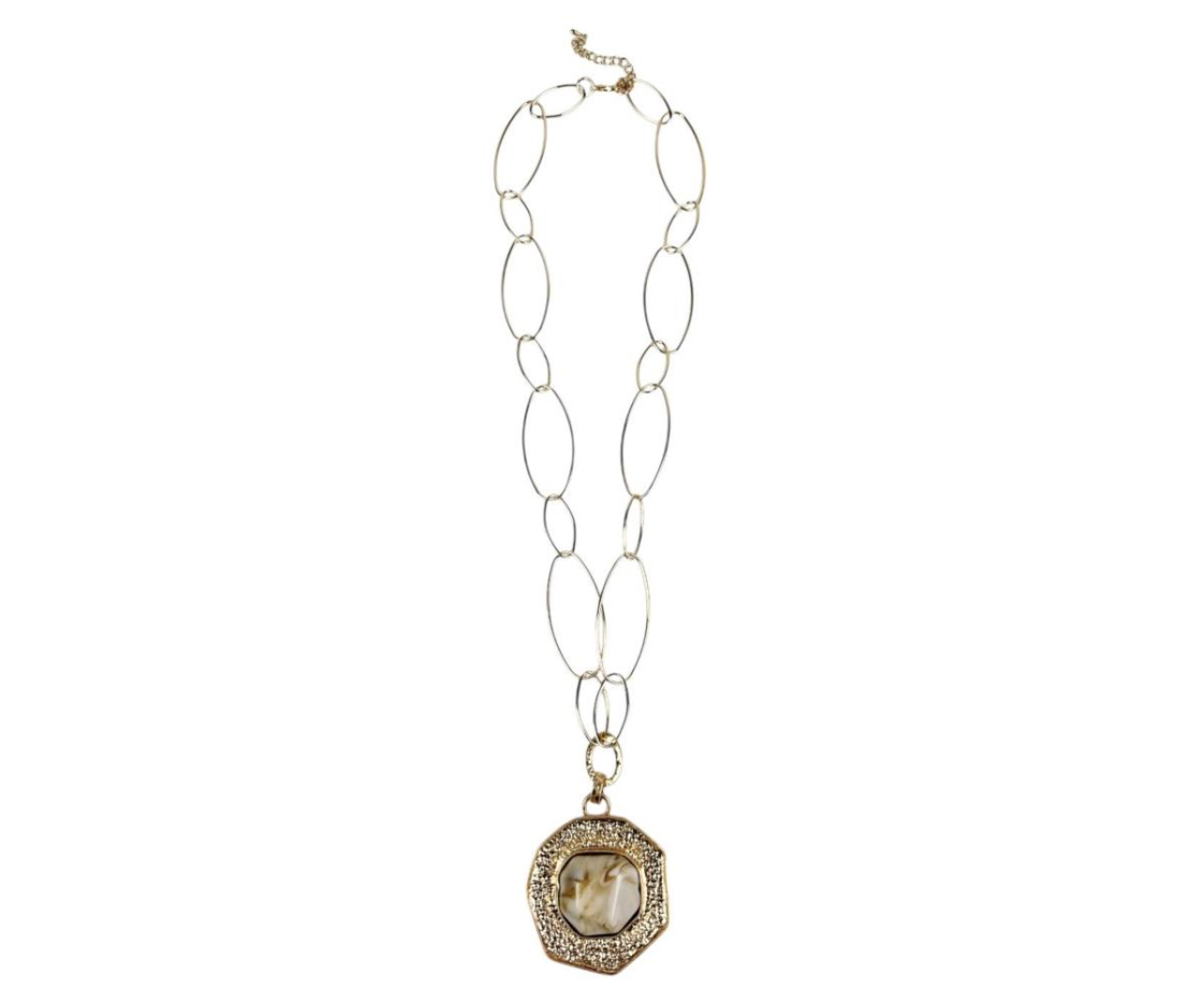 COLLAR ESLABON GRANDE CON PIEDRA