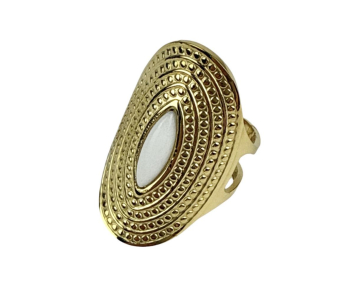 ANILLO ACERO OVAL PIEDRA