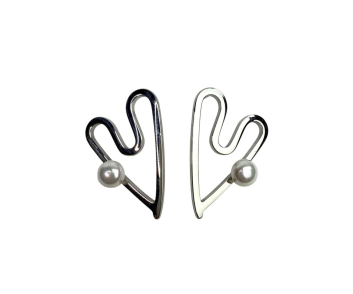 PENDIENTE ACERO CORAZON PERLA