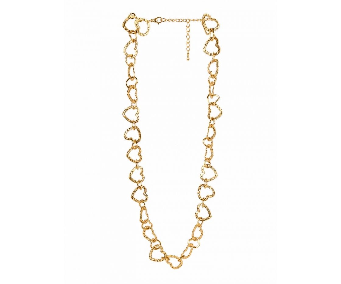 COLLAR LARGO CORAZONES DORADOS