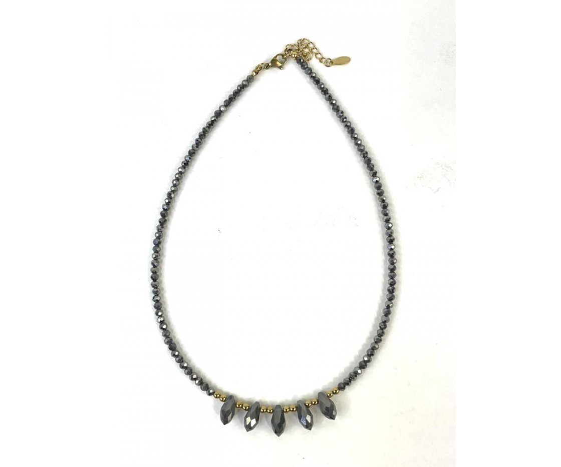 COLLAR ACERO Y CRISTAL