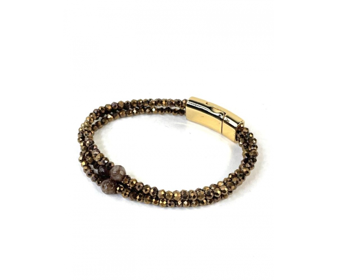 PULSERA CRISTAL Y ACERO MULTIHILOS