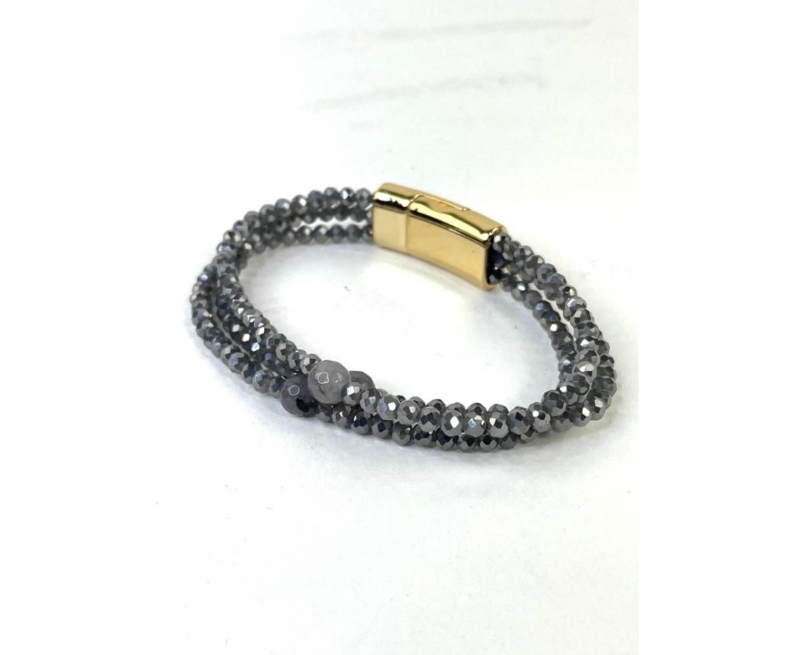 PULSERA CRISTAL Y ACERO MULTIHILOS