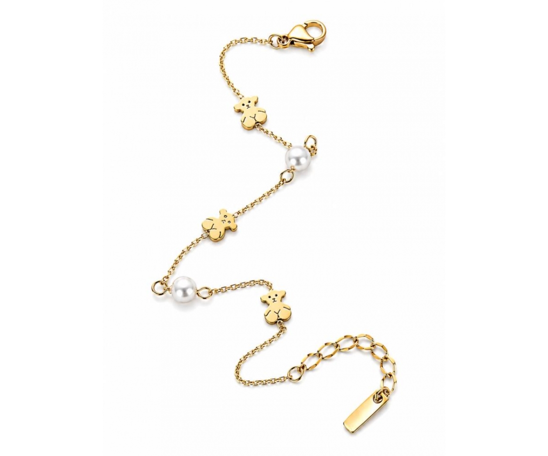 PULSERA ACERO OSO PERLA