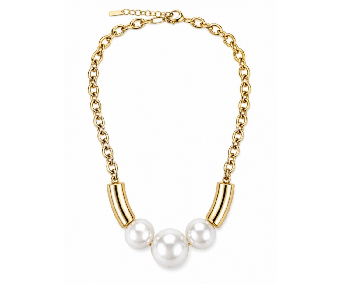 COLLAR ACERO PERLAS GRANDES