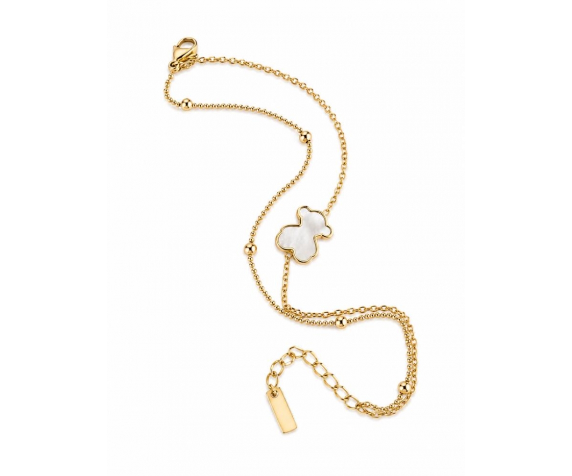 PULSERA DOBLE ACERO OSO NACAR