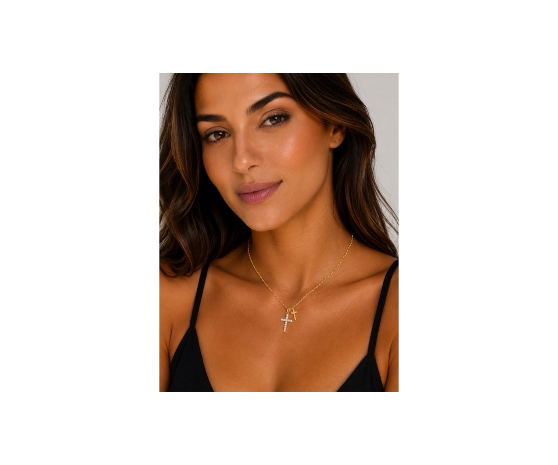 COLLAR ACERO DOBLE CRUZ