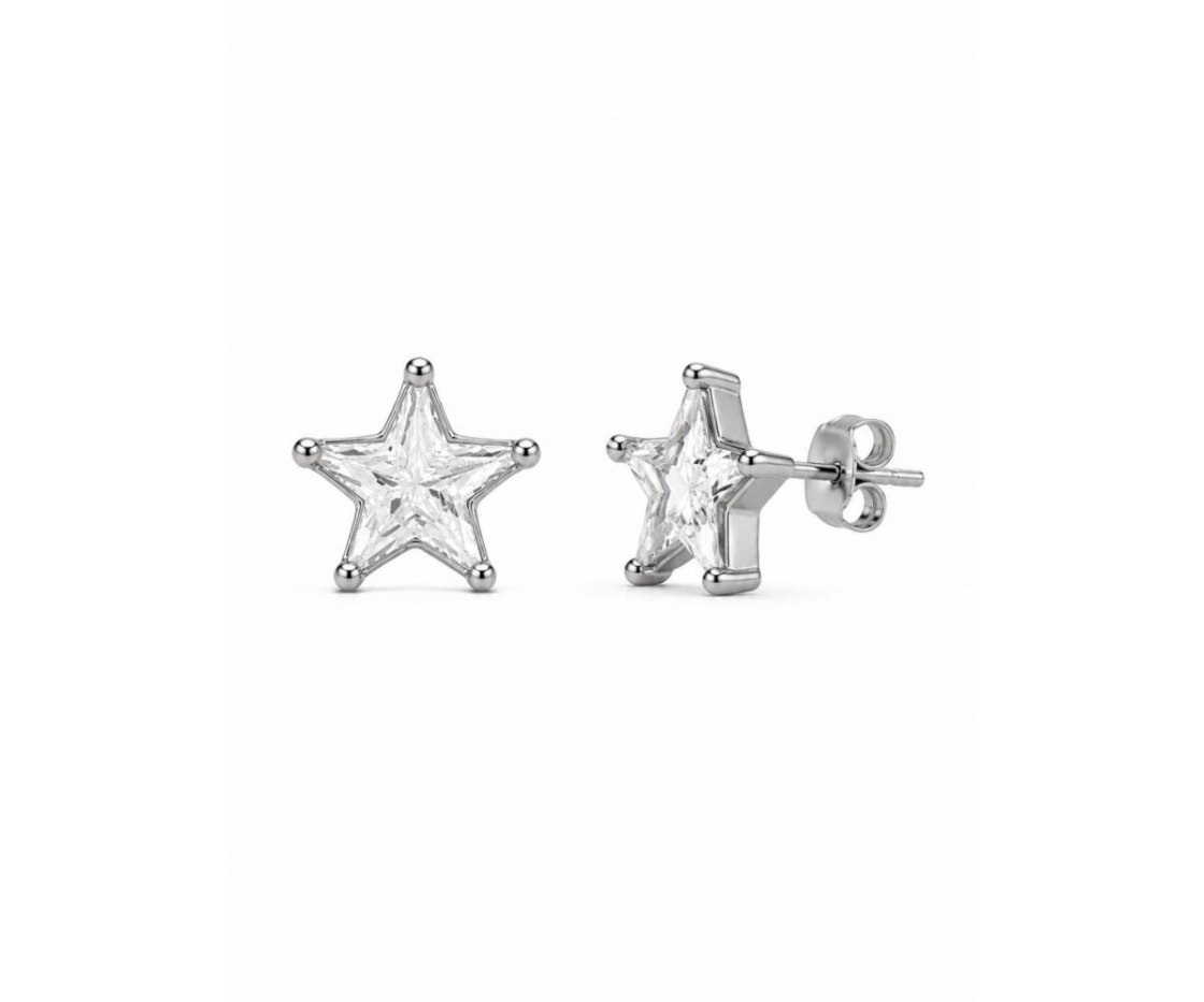 PENDIENTE ACERO ESTRELLA CRISTAL