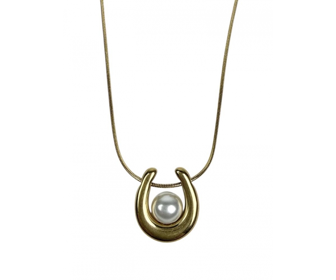 COLLAR ACERO PIEZA PERLA