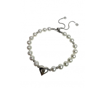 PULSERA ACERO PERLA CORAZON